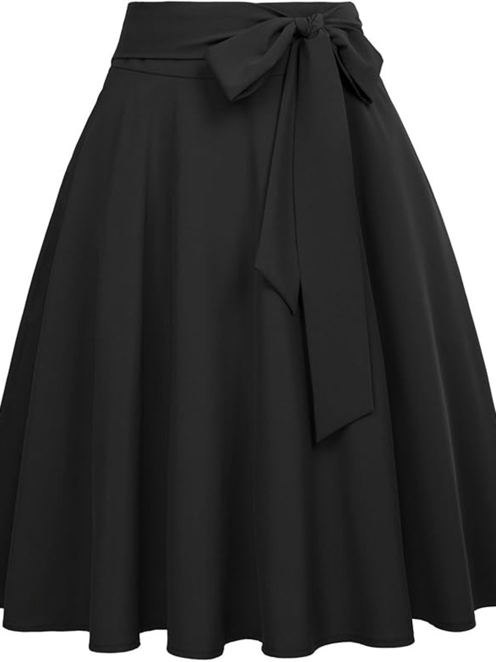 Classic Black Tie-Waist A-Line Skirt